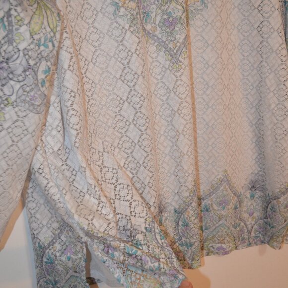 ALFRED DUNNER Polyester woven Light White Green Floral Prints Lining Blouse XL - Picture 4 of 9